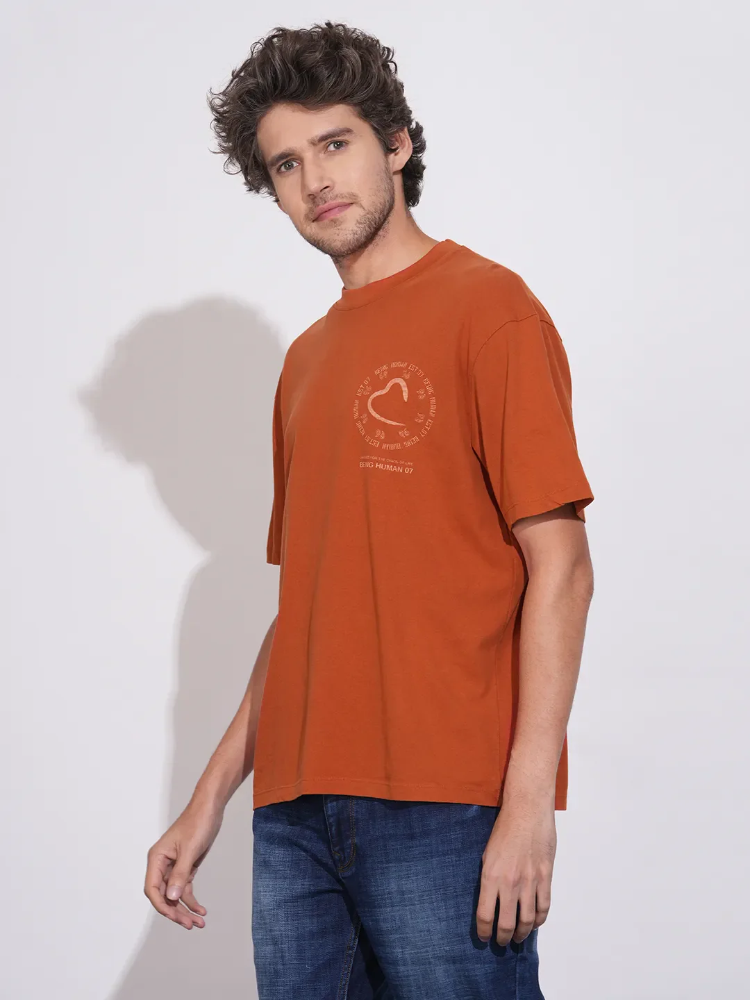 Rust Easy Fit Round Neck Men's T-Shirt by Being Human Clothing - Image 2