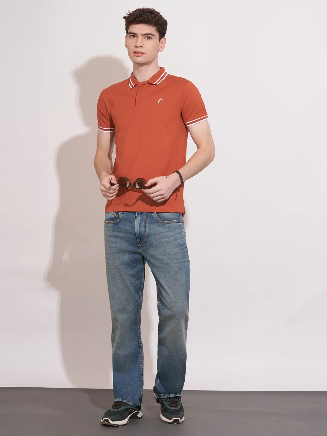 Rust Regular Fit Men's Polo T-Shirt by Being Human Clothing - Image 4