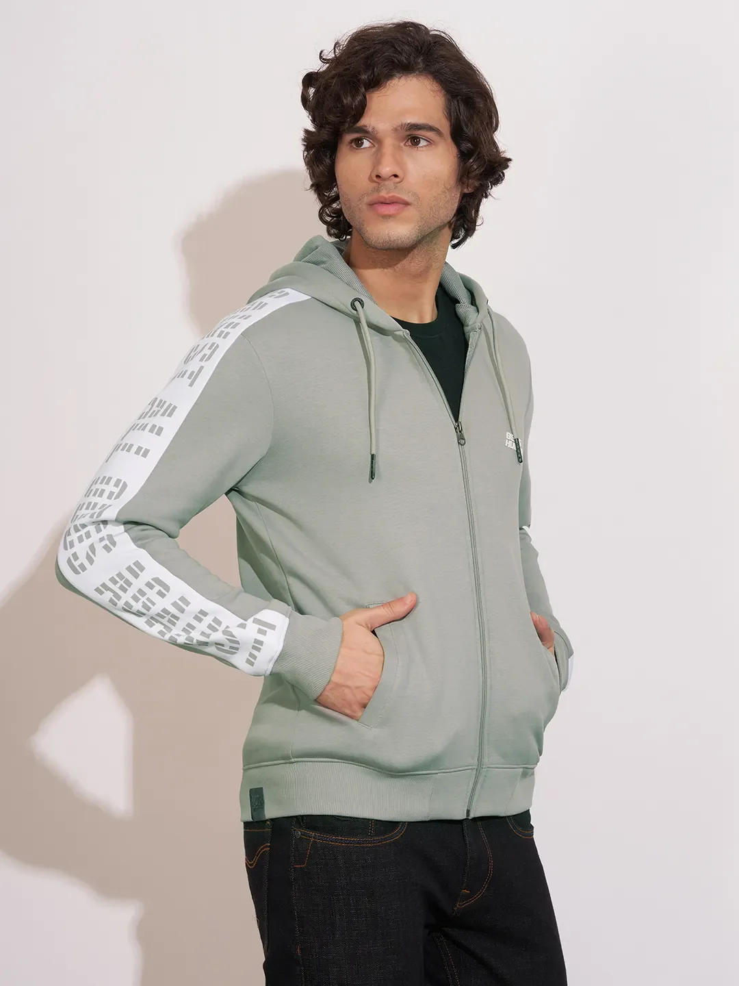 Silver Regular Fit Men's Hoodie by Being Human Clothing - Image 2