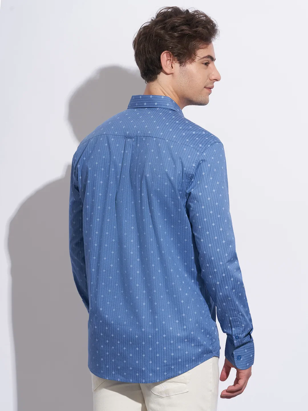 Blue Moderno Fit Regular Collar Long Sleeves Cotton Men's Shirt by Being Human Clothing - Image 3