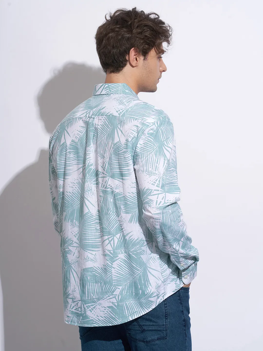 Green Moderno Fit Regular Collar Long Sleeves Cotton Men's Shirt by Being Human Clothing - Image 3