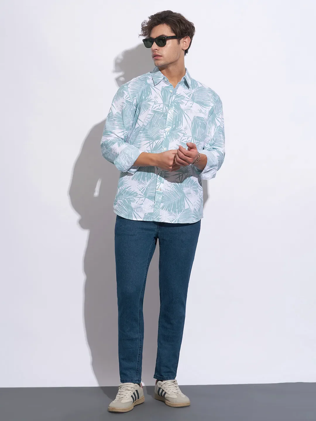 Green Moderno Fit Regular Collar Long Sleeves Cotton Men's Shirt by Being Human Clothing - Image 4