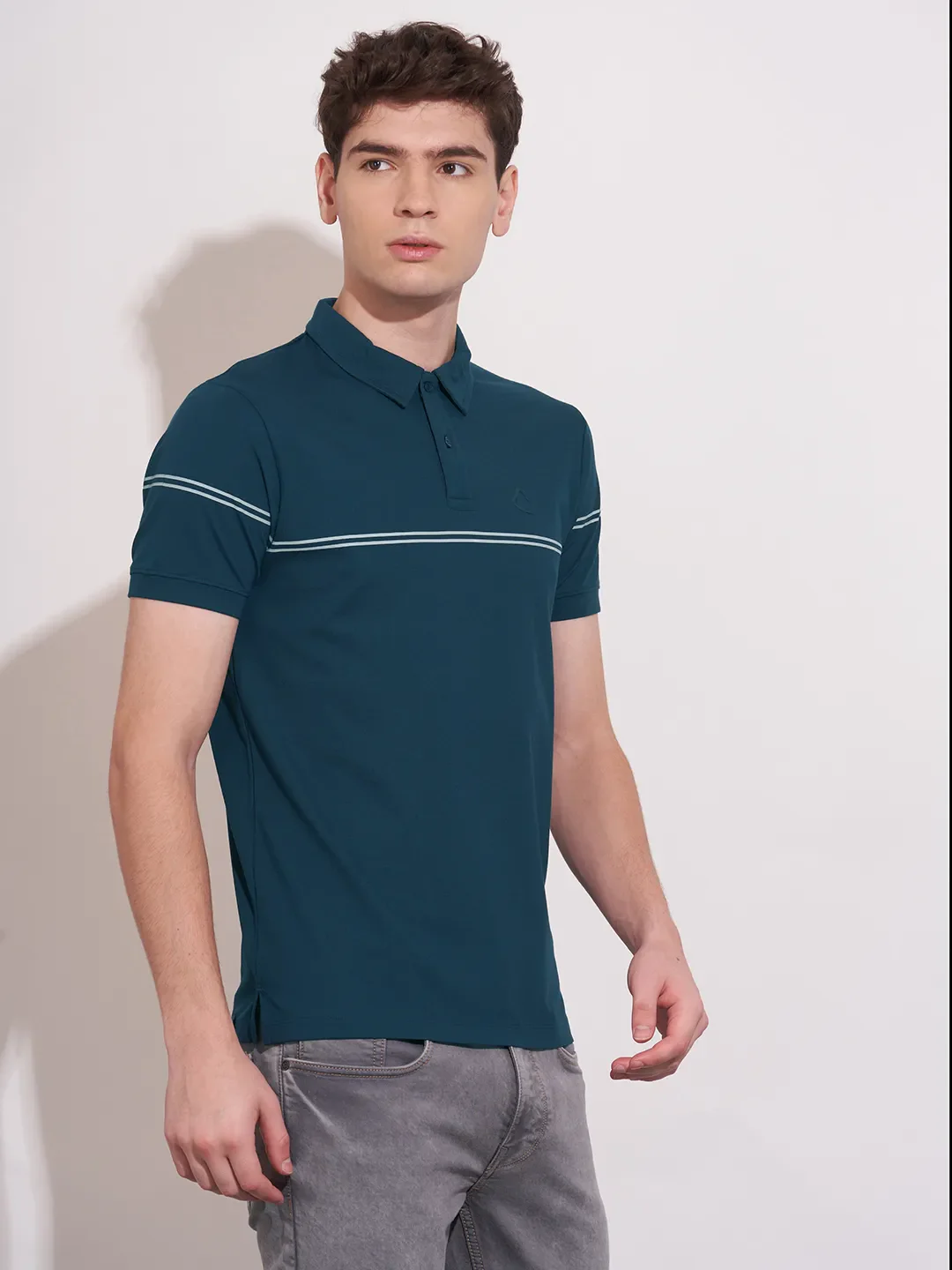 Teal Regular Fit Men's Polo T-Shirt by Being Human Clothing - Image 2