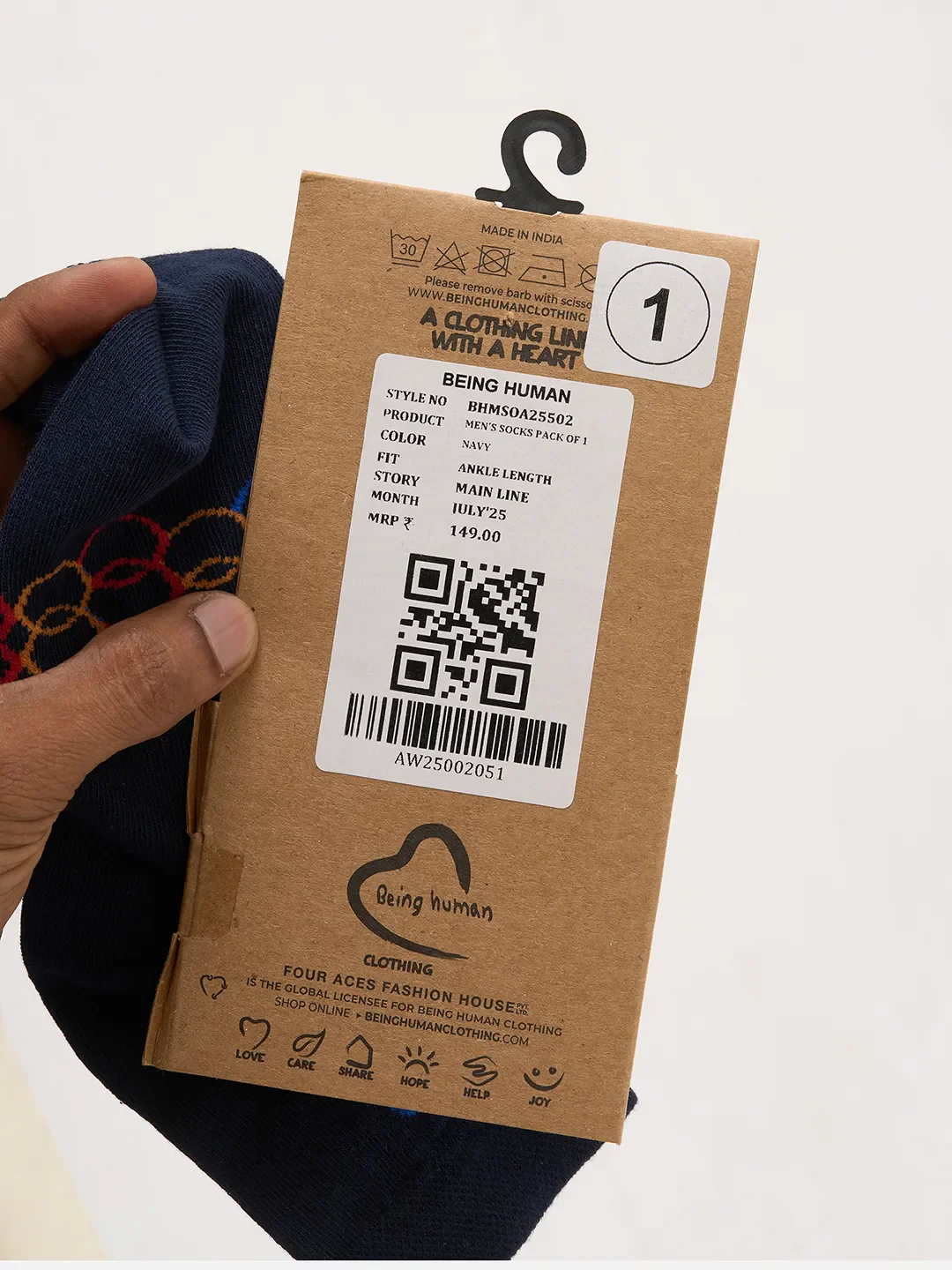 Blue Cotton Blend Men's Socks by Being Human Clothing - Image 4