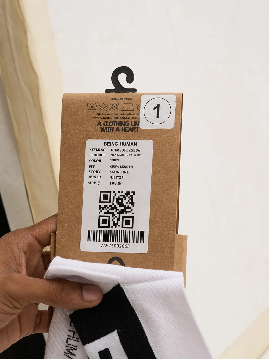White Cotton Blend Men's Socks by Being Human Clothing - Image 4
