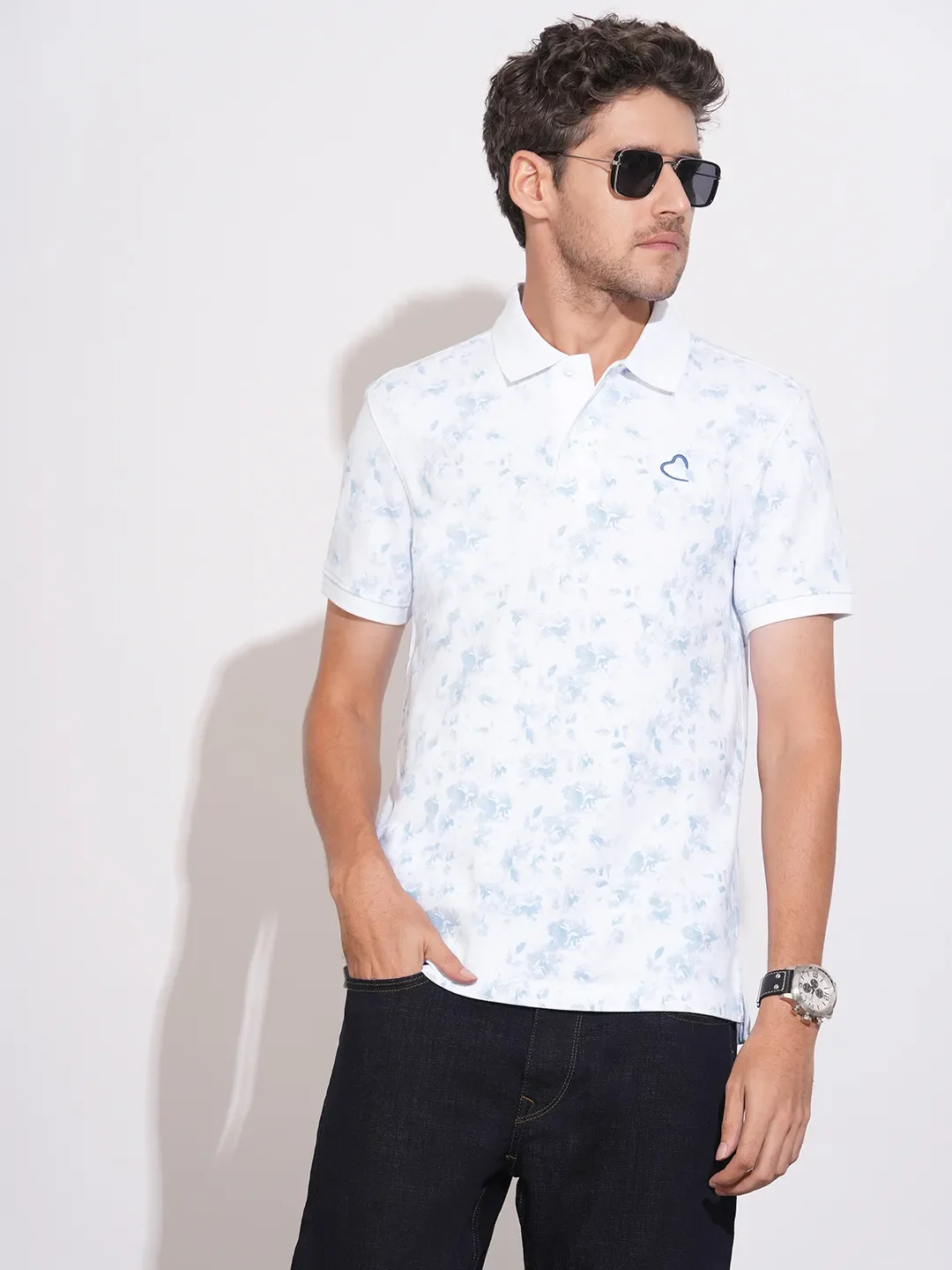 White Regular Fit Men's Polo T-Shirt by Being Human Clothing - Image 6