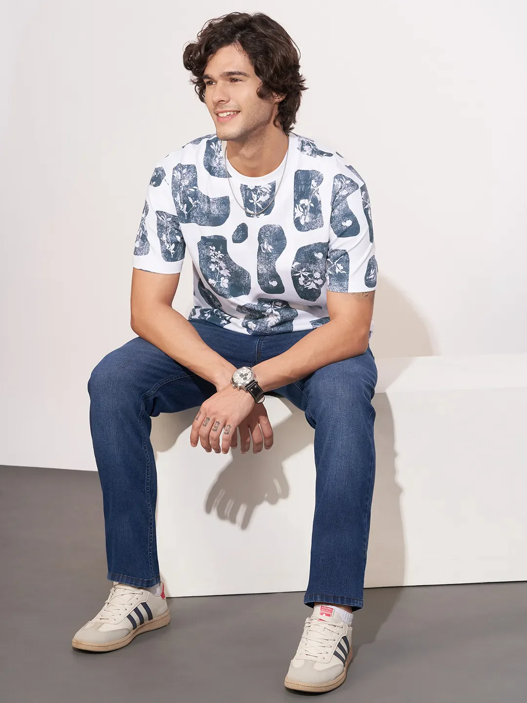 White Easy Fit Round Neck Men's T-Shirt by Being Human Clothing - Image 4