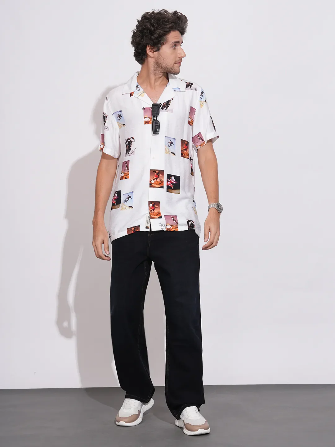 White Easy Fit Regular Collar Short Sleeves Viscose Blend Men's Shirt by Being Human Clothing - Image 4
