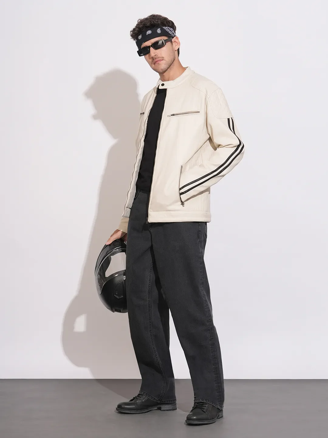 White Regular Fit Long Sleeves Polyester Men's Jacket by Being Human Clothing - Image 4