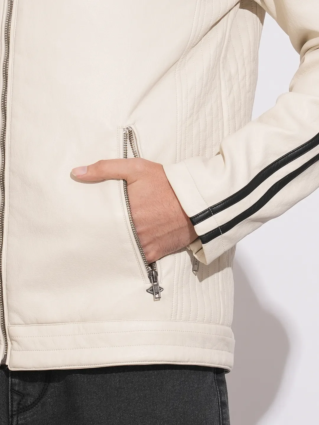 White Regular Fit Long Sleeves Polyester Men's Jacket by Being Human Clothing - Image 7