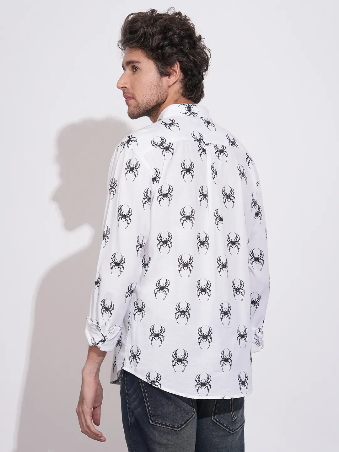 White Regular Fit Regular Collar Men's Shirt by Being Human Clothing - Image 3