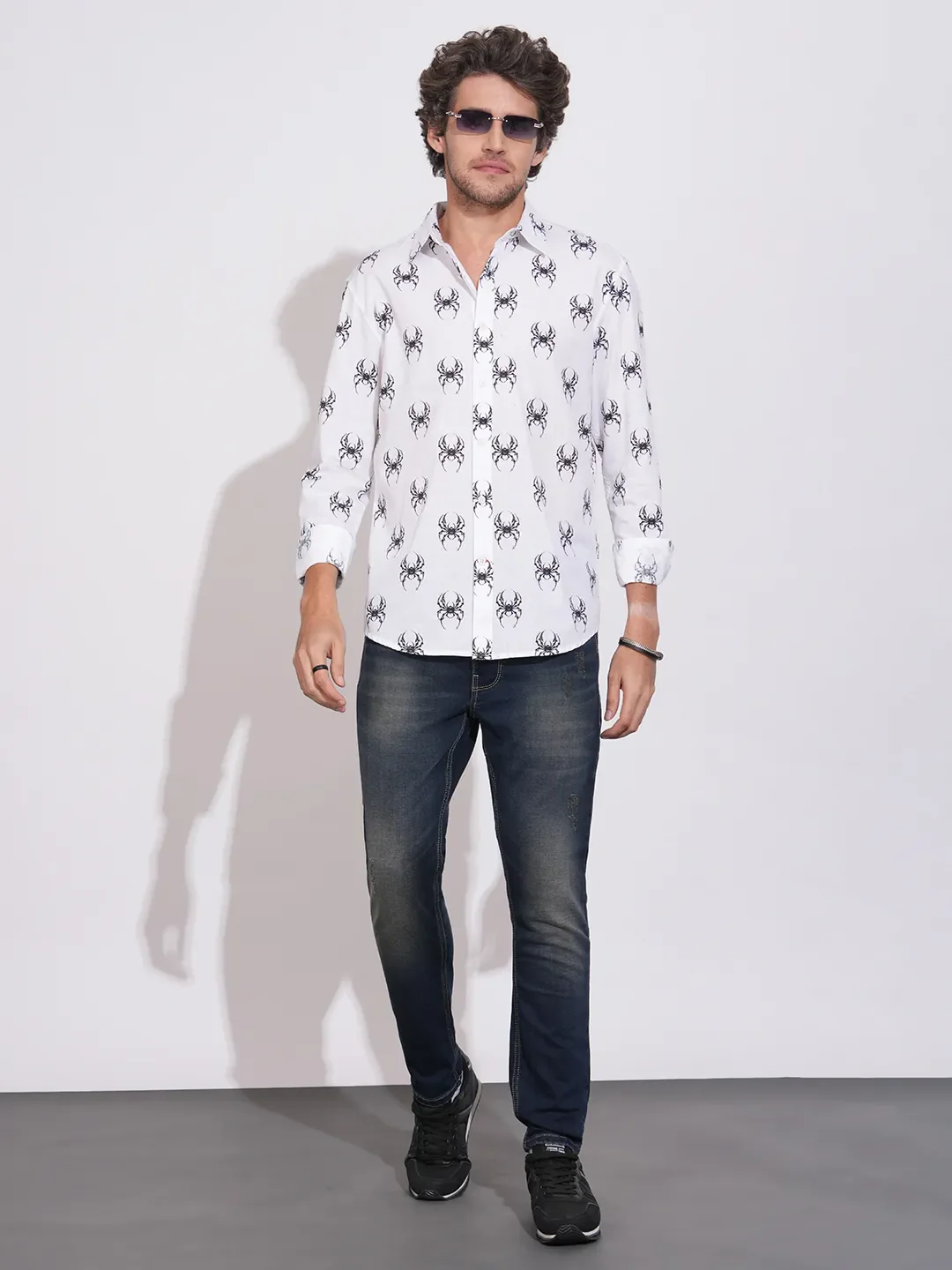 White Regular Fit Regular Collar Men's Shirt by Being Human Clothing - Image 4