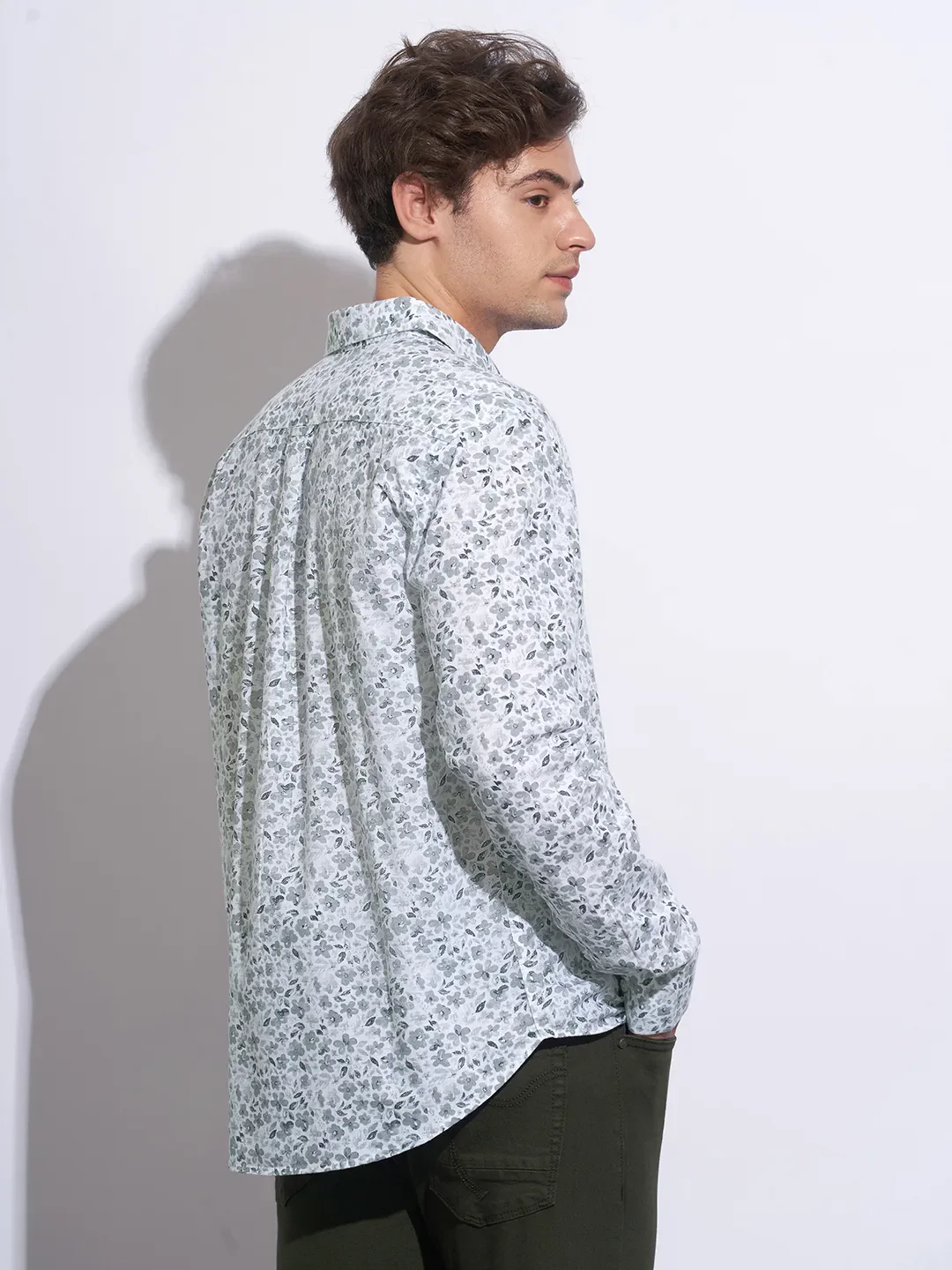 White Moderno Fit Regular Collar Long Sleeves Cotton Men's Shirt by Being Human Clothing - Image 3
