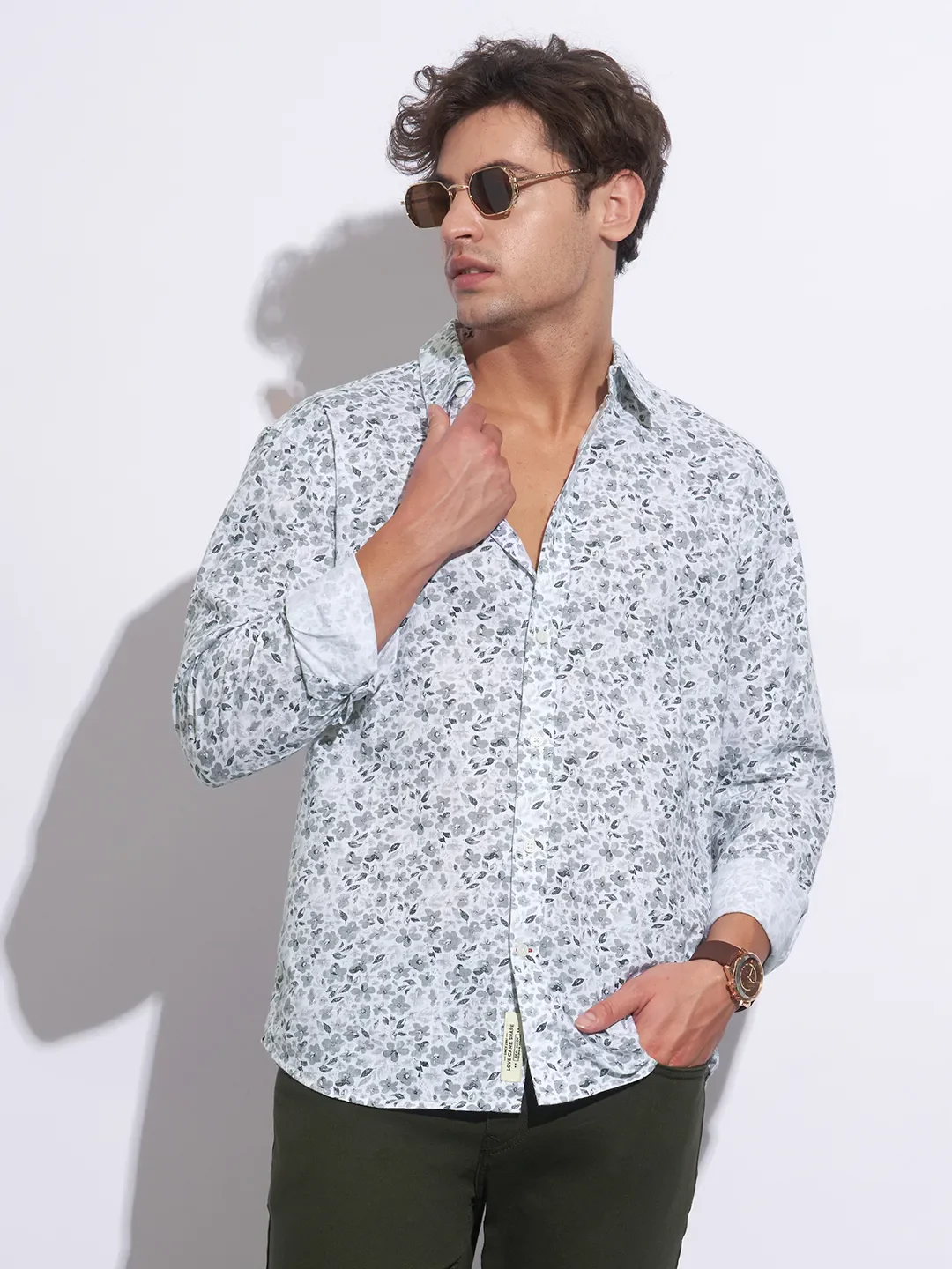 White Moderno Fit Regular Collar Long Sleeves Cotton Men's Shirt by Being Human Clothing - Image 6
