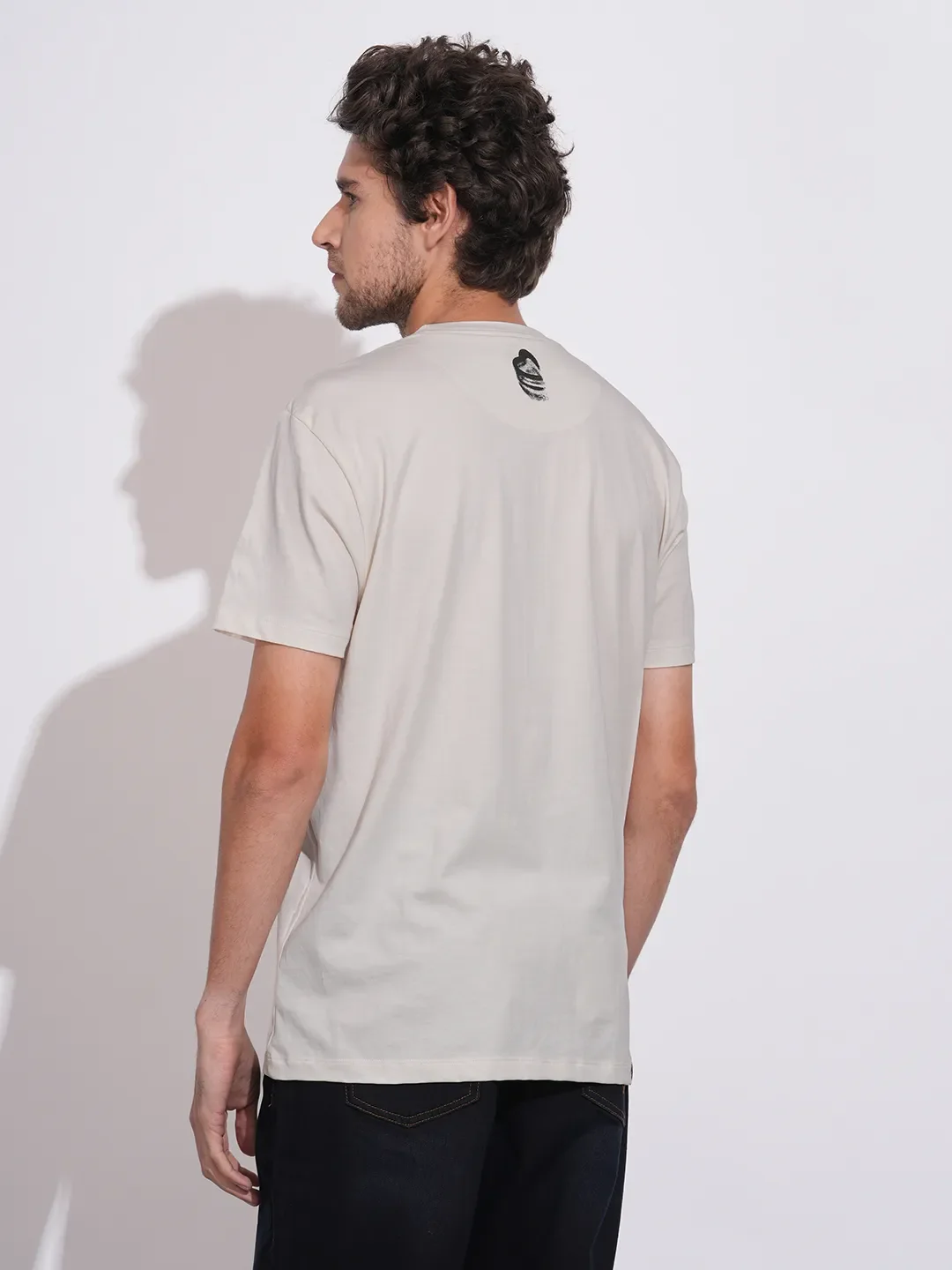 White Regular Fit Round Neck Men's T-Shirt by Being Human Clothing - Image 3