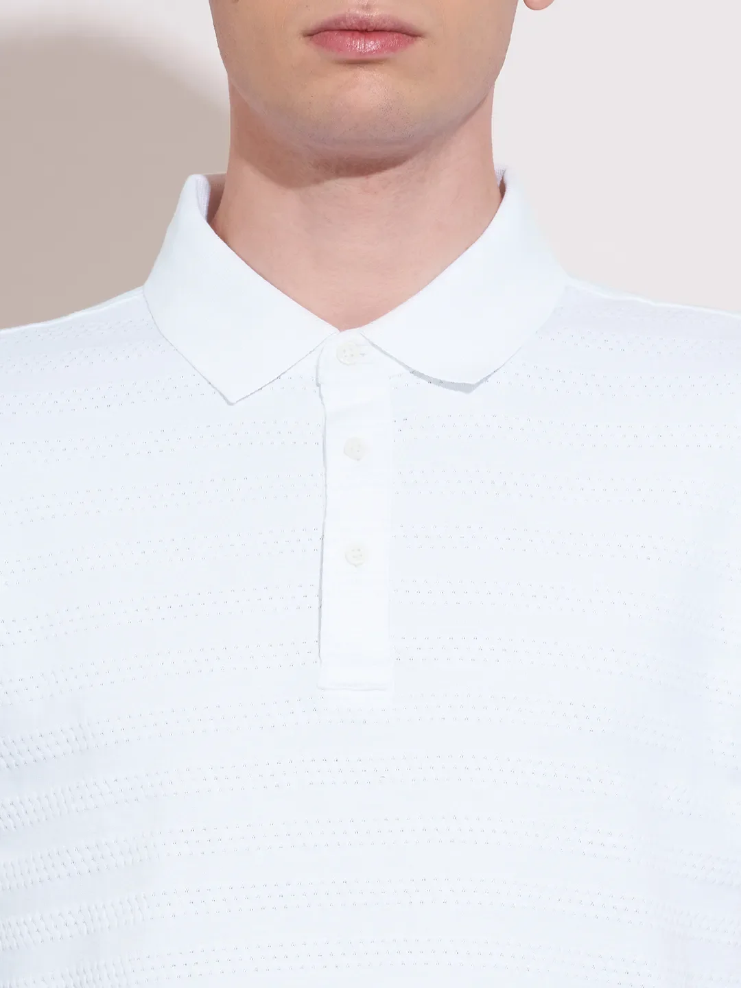 White Regular Fit Men's Polo T-Shirt by Being Human Clothing - Image 5