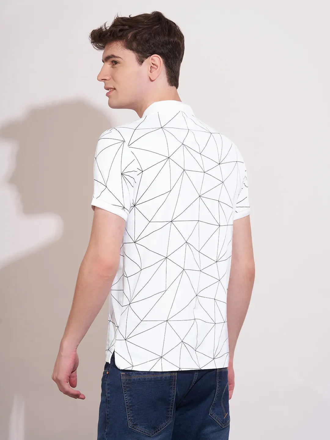 White Regular Fit Men's Polo T-Shirt by Being Human Clothing - Image 3