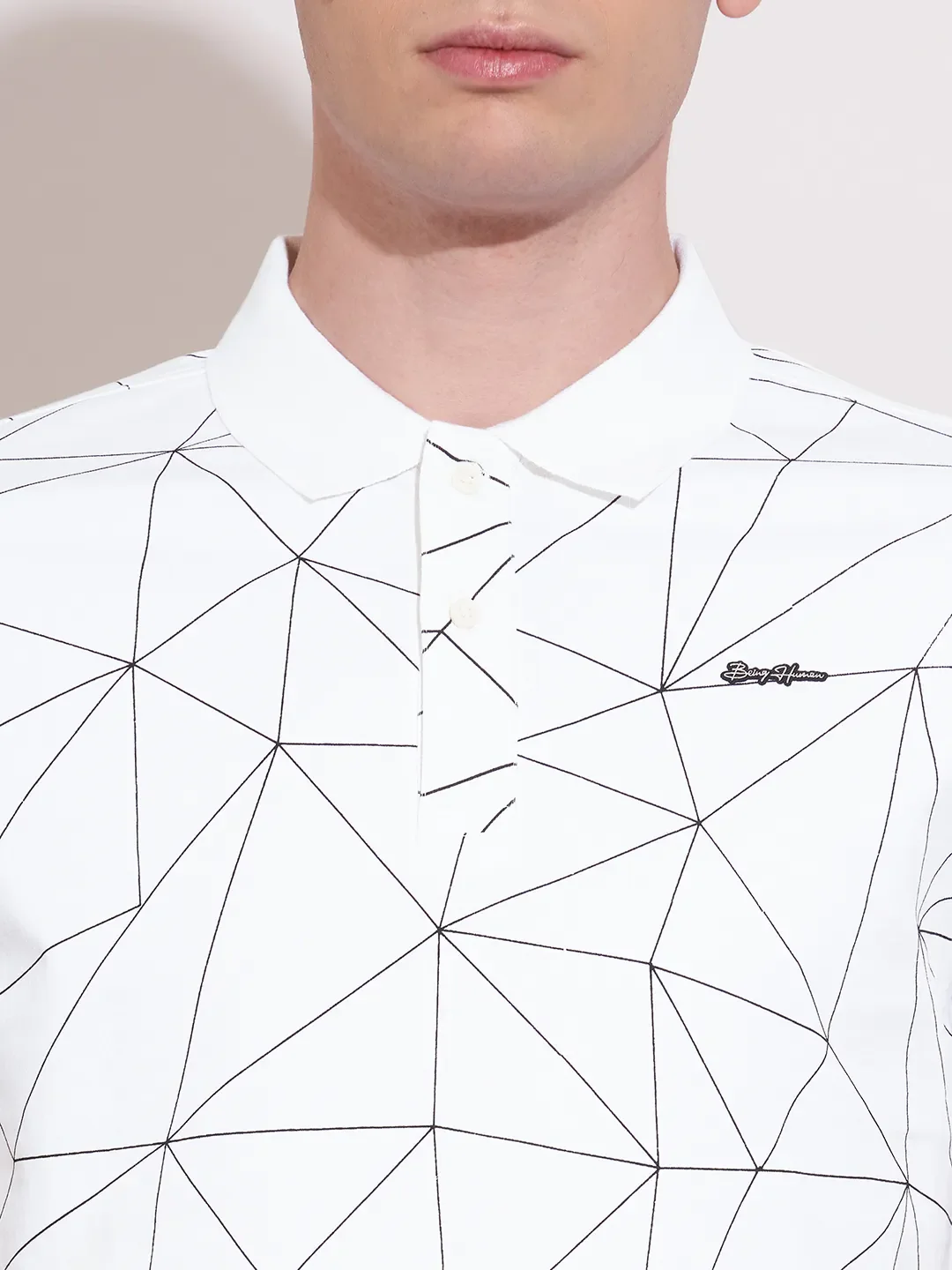 White Regular Fit Men's Polo T-Shirt by Being Human Clothing - Image 5