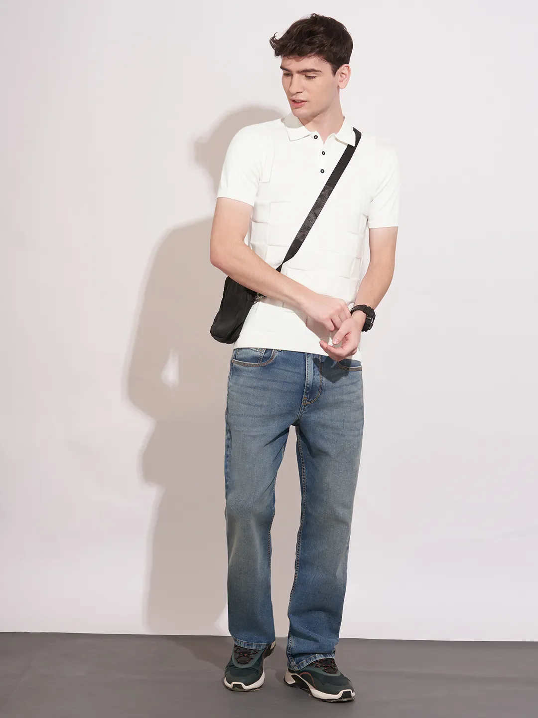 White Regular Fit Men's Polo T-Shirt by Being Human Clothing - Image 4