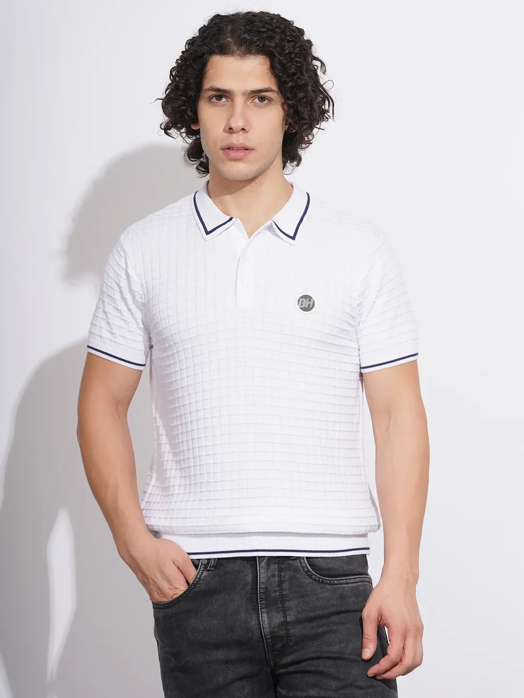 Blue Regular Fit Men's Polo T-Shirt by Being Human Clothing