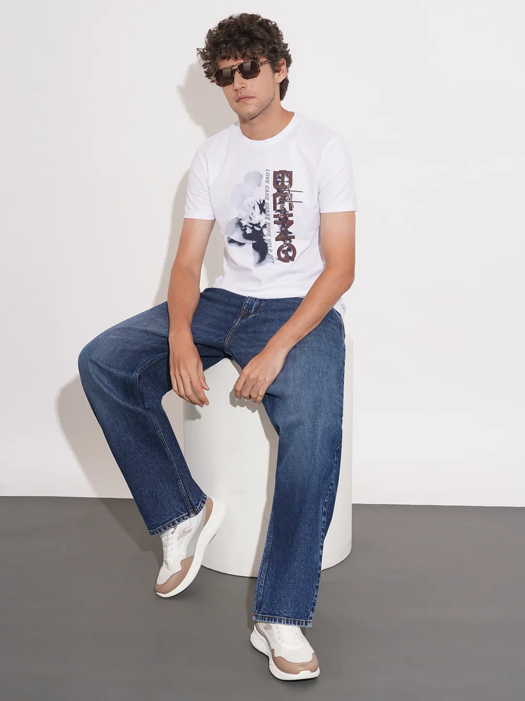 White Moderno Fit Round Neck Men's T-Shirt by Being Human Clothing - Image 4