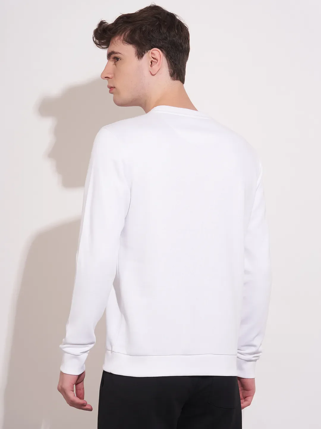 White Regular Fit Round Neck Men's Sweatshirt by Being Human Clothing - Image 3