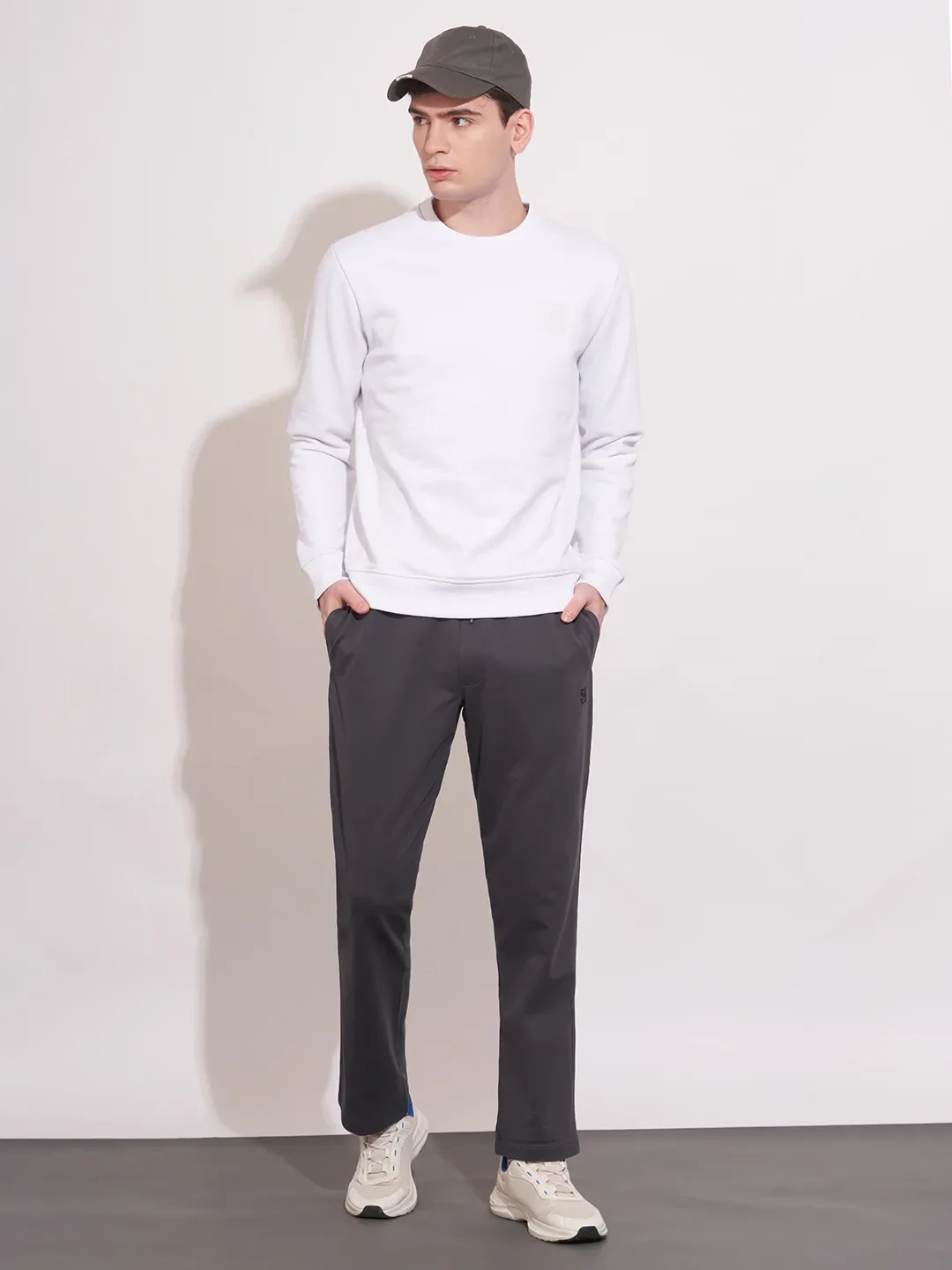 White Regular Fit Round Neck Men's Sweatshirt by Being Human Clothing - Image 4