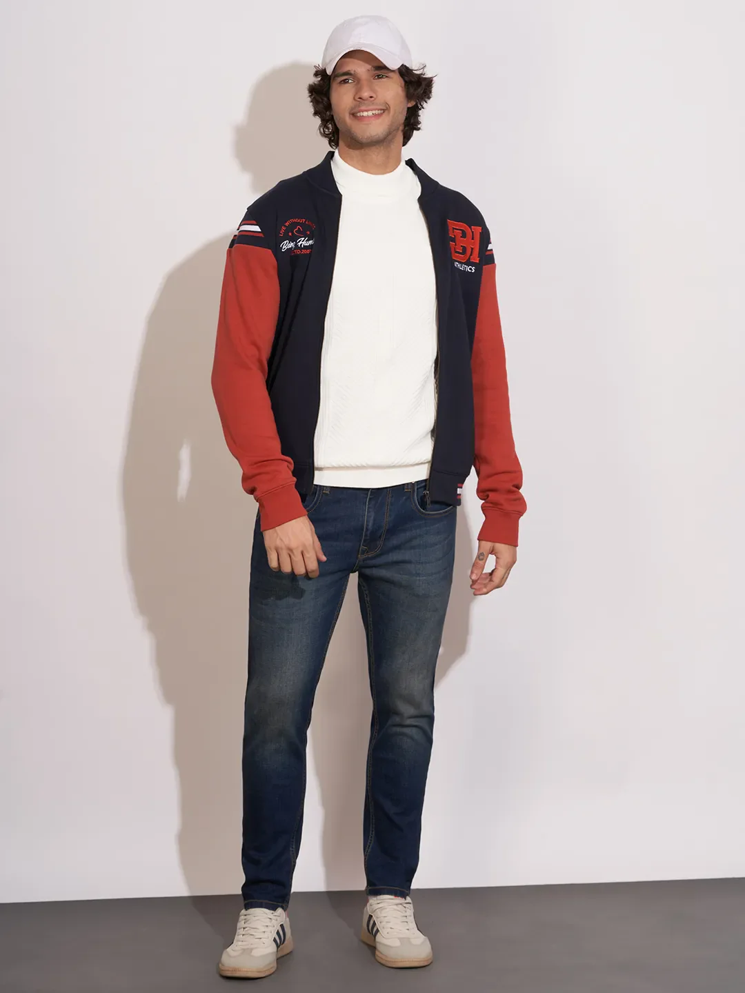 White Regular Fit Round Neck Men's Sweatshirt by Being Human Clothing - Image 4