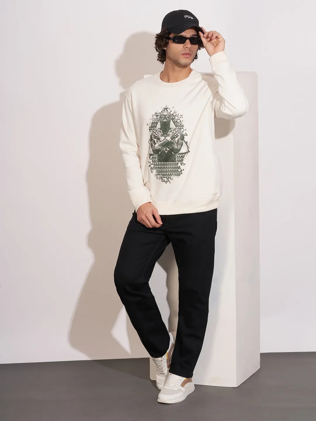 White Easy Fit Round Neck Men's Sweatshirt by Being Human Clothing - Image 4
