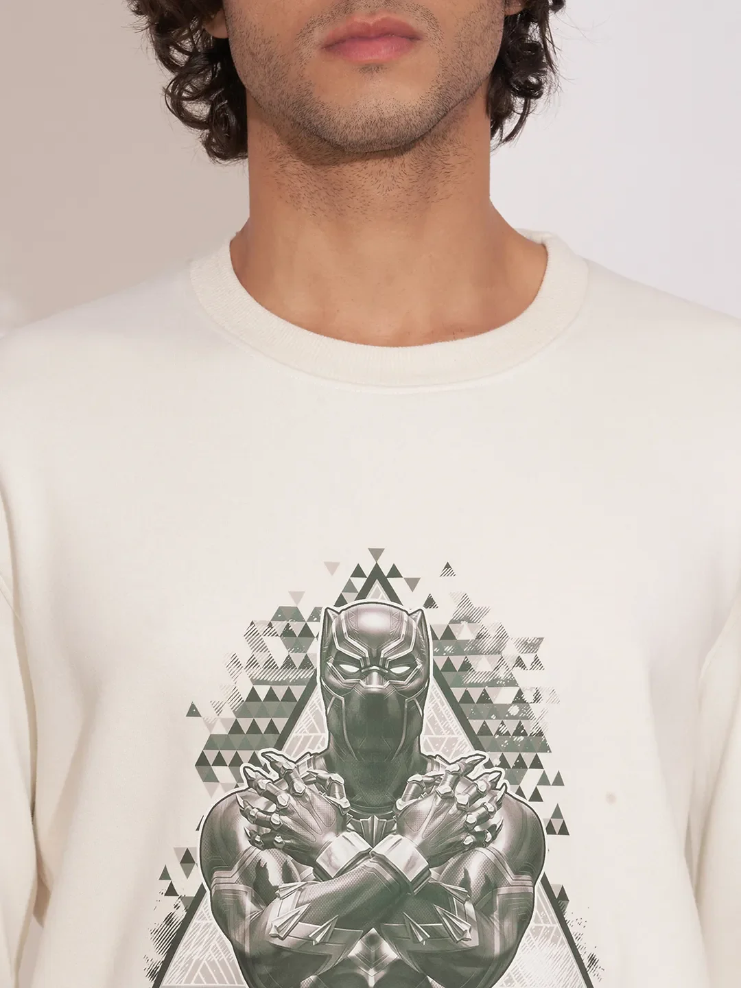 White Easy Fit Round Neck Men's Sweatshirt by Being Human Clothing - Image 5