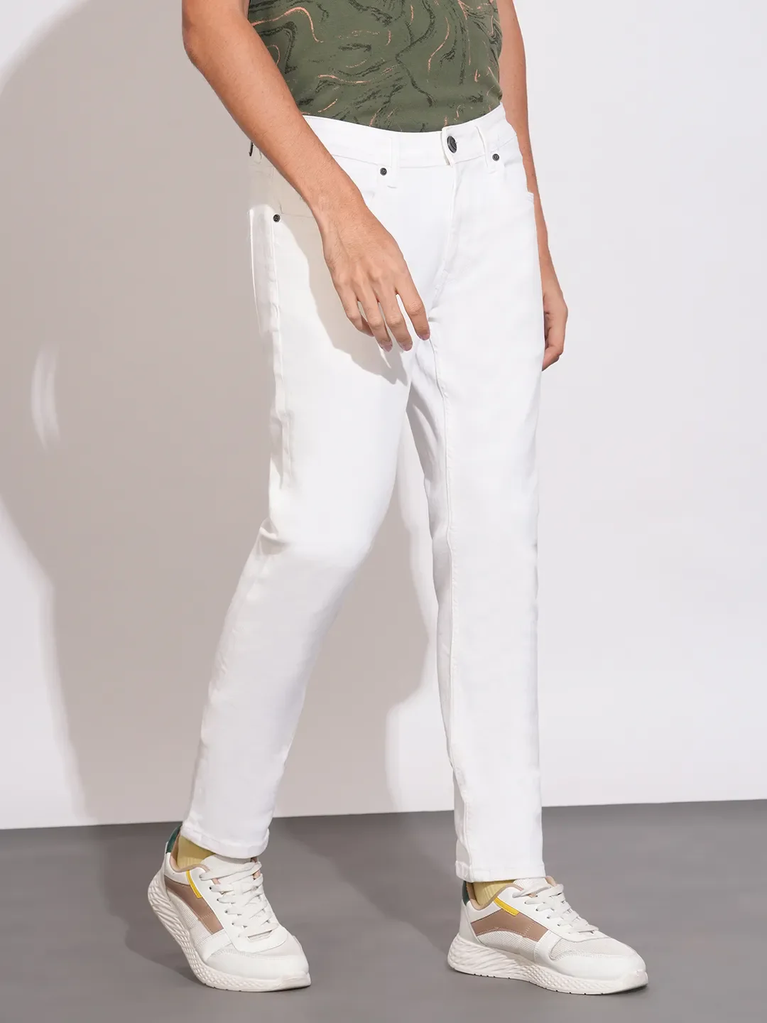 White Skinny Fit Denims For Men By Being Human Clothing - Image 2