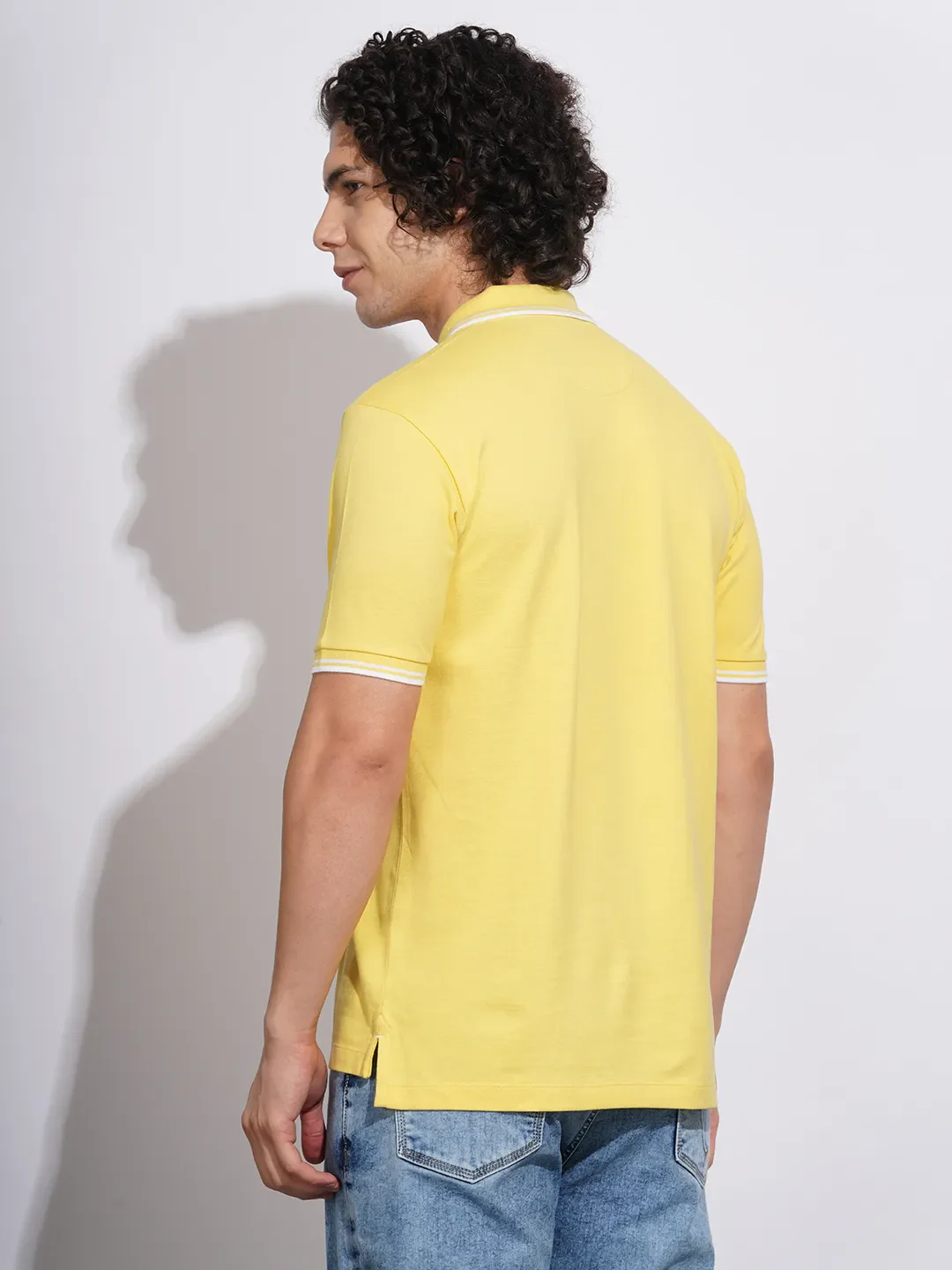 Yellow Regular Fit Men's Polo T-Shirt by Being Human Clothing - Image 3