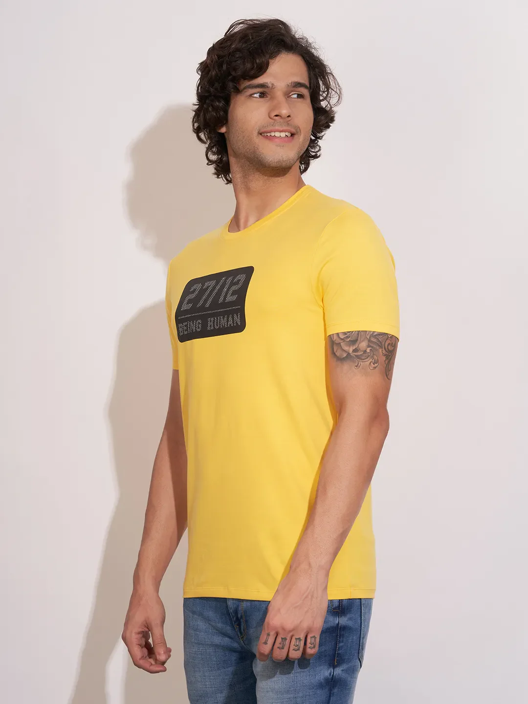 Yellow Moderno Fit Men's Short Sleeves T-Shirt by Being Human Clothing - Image 2