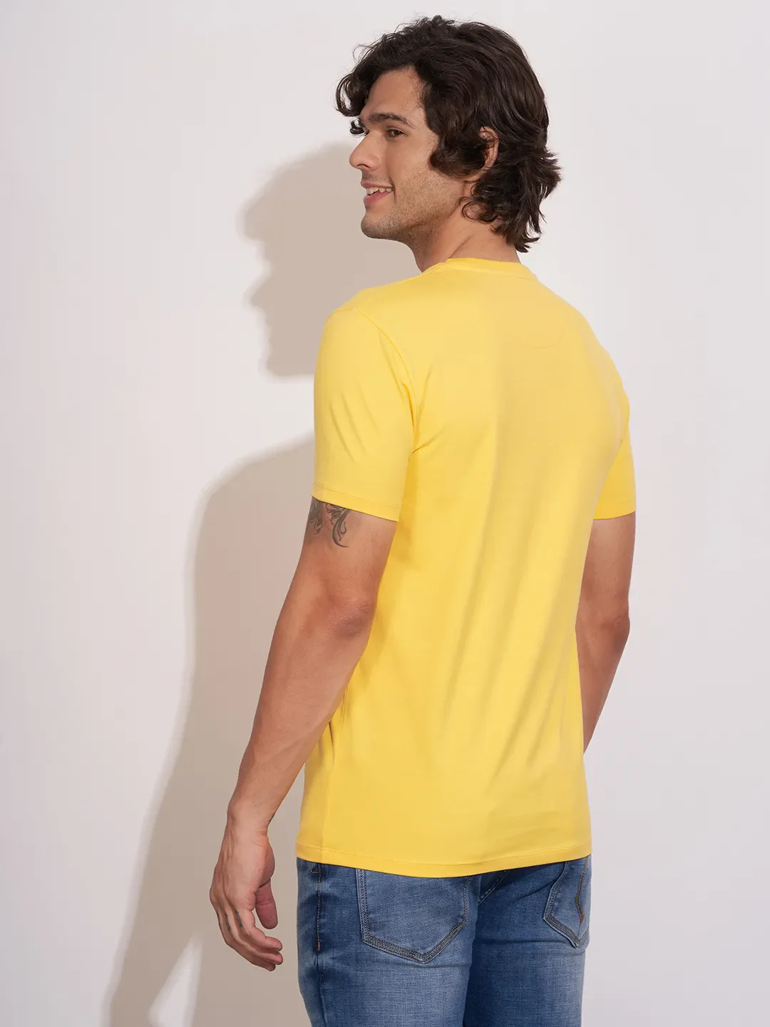 Yellow Moderno Fit Men's Short Sleeves T-Shirt by Being Human Clothing - Image 3