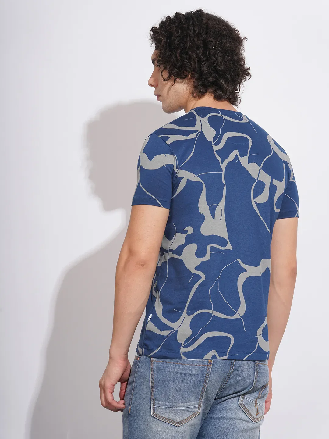 Blue Regular Fit Round Neck Men's T-Shirt by Being Human Clothing - Image 3