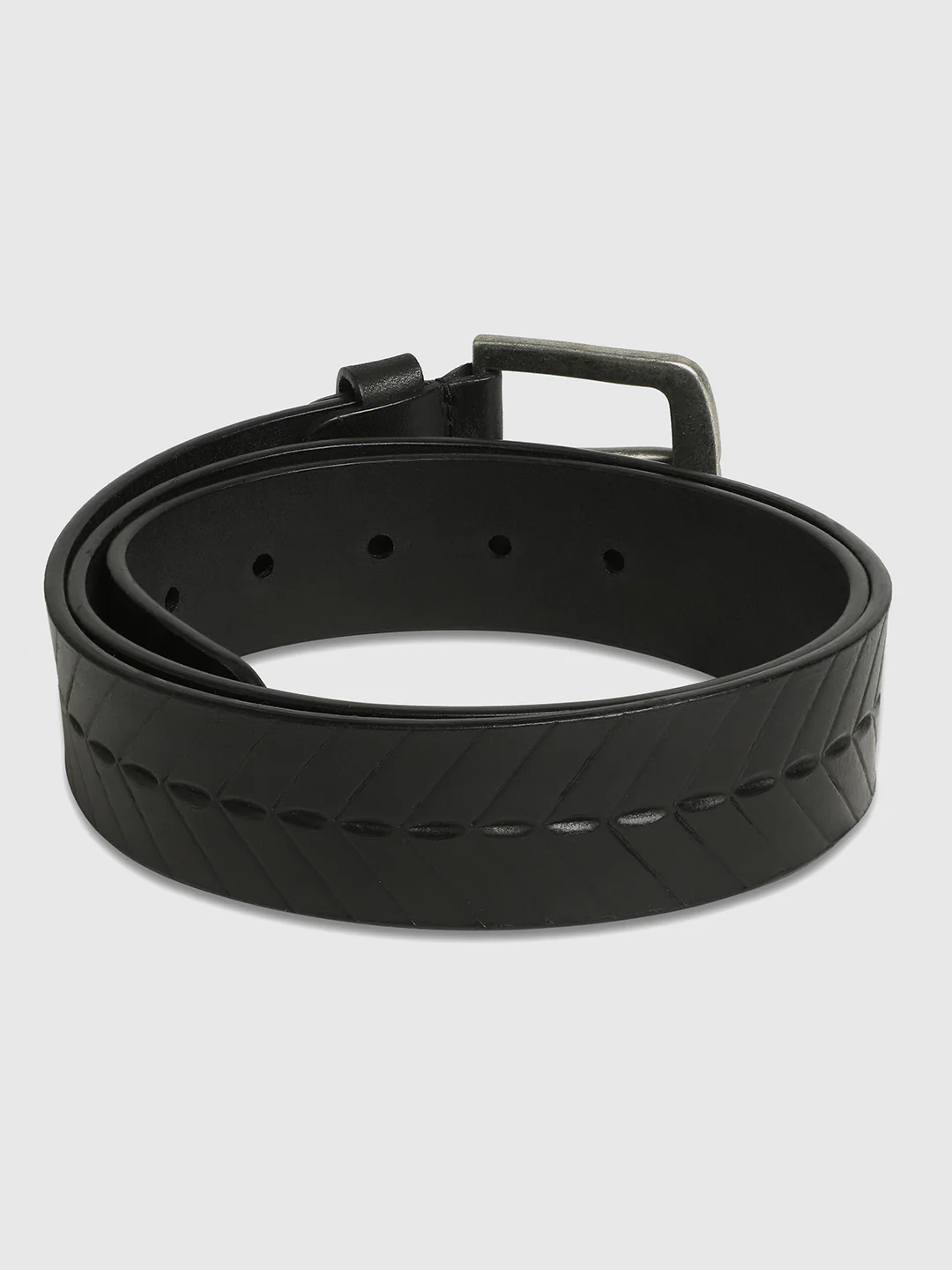 Black Buff Calf Leather Regular Fit Unisex Belt by Being Human Clothing - Image 3