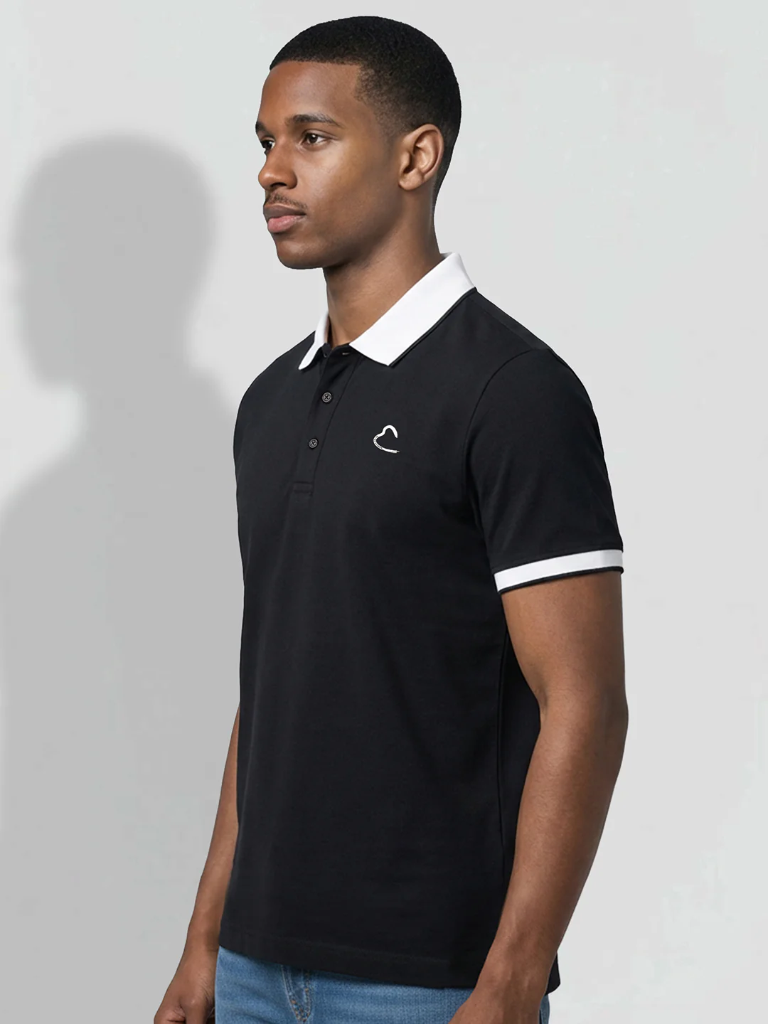 Black Men's Contrast Collar Polo T-Shirt by Being Human Clothing - Image 2