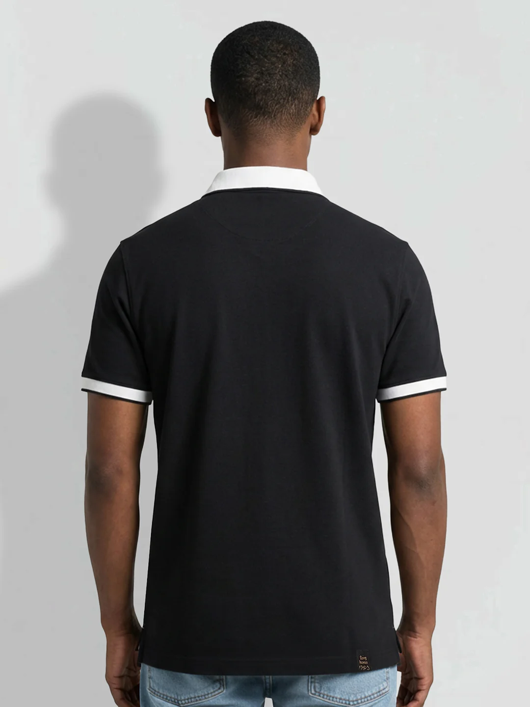 Black Men's Contrast Collar Polo T-Shirt by Being Human Clothing - Image 3