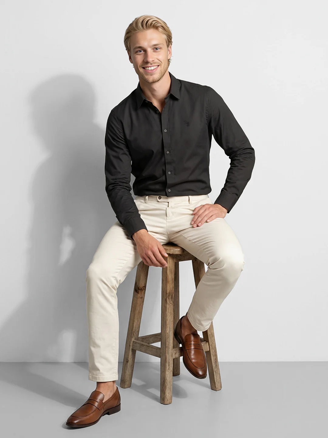 Black Moderno Fit Men's Long Sleeves Shirt by Being Human Clothing - Image 4