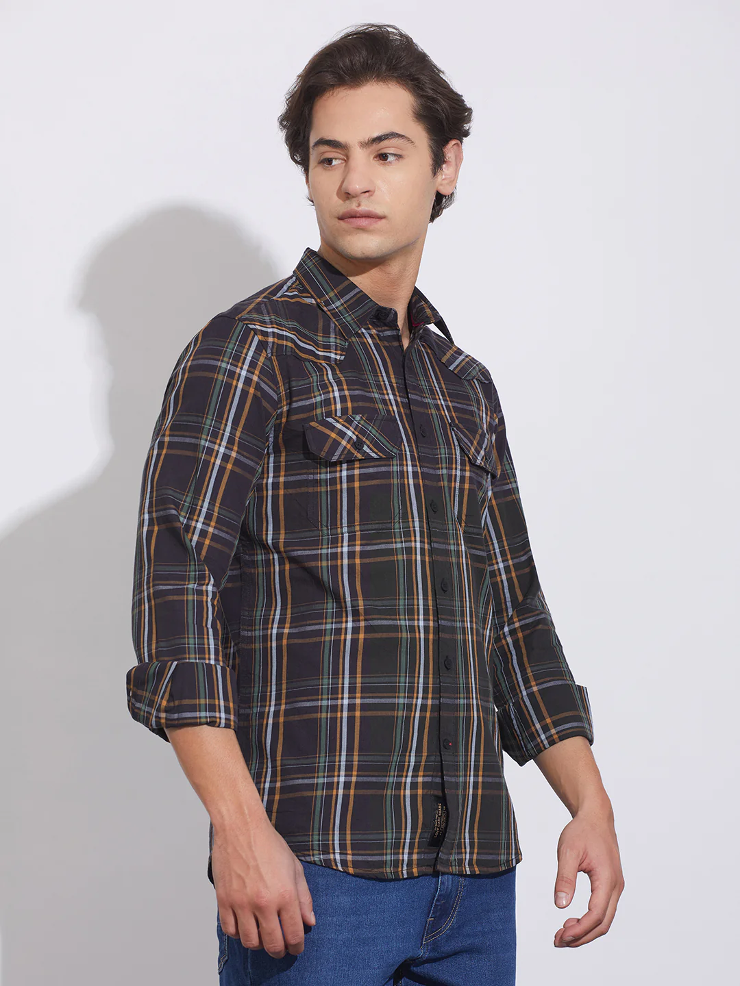 Black Moderno Fit Regular Collar Shirt for Men by Being Human Clothing - Image 2
