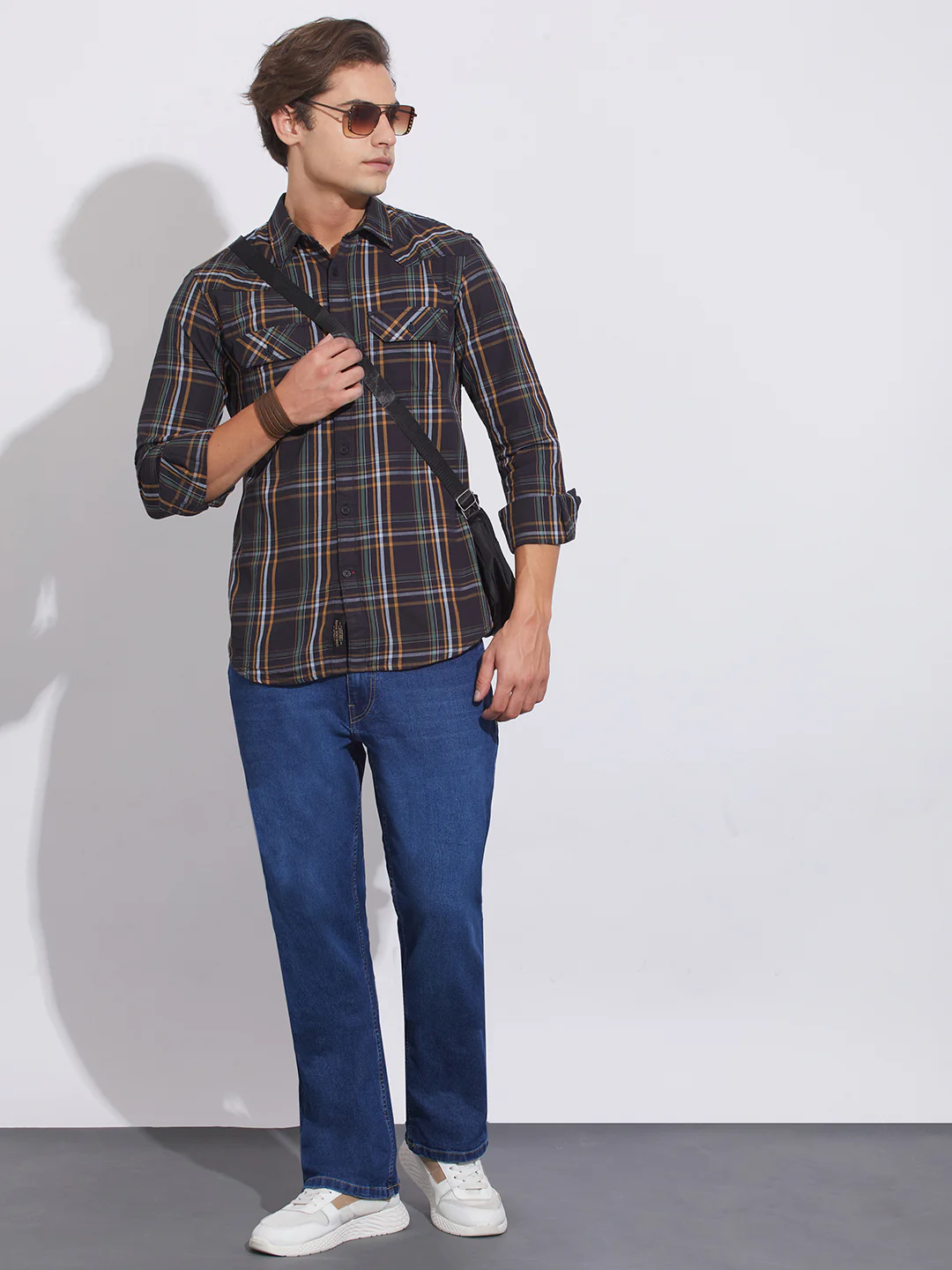 Black Moderno Fit Regular Collar Shirt for Men by Being Human Clothing - Image 4