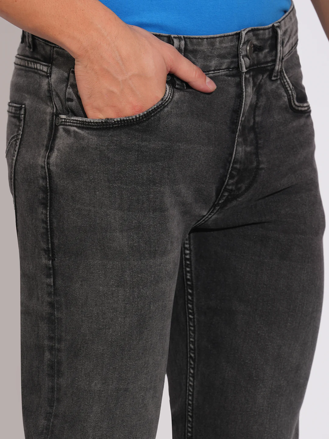 Black Slim Fit Denims for Men by Being Human Clothing - Image 5