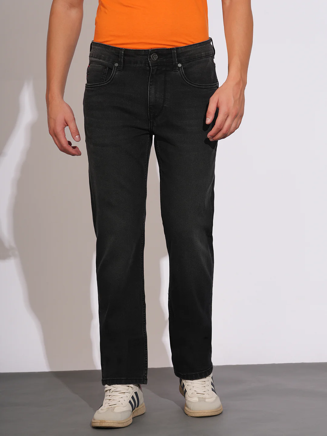 Black Straight Fit Denims for Men by Being Human Clothing
