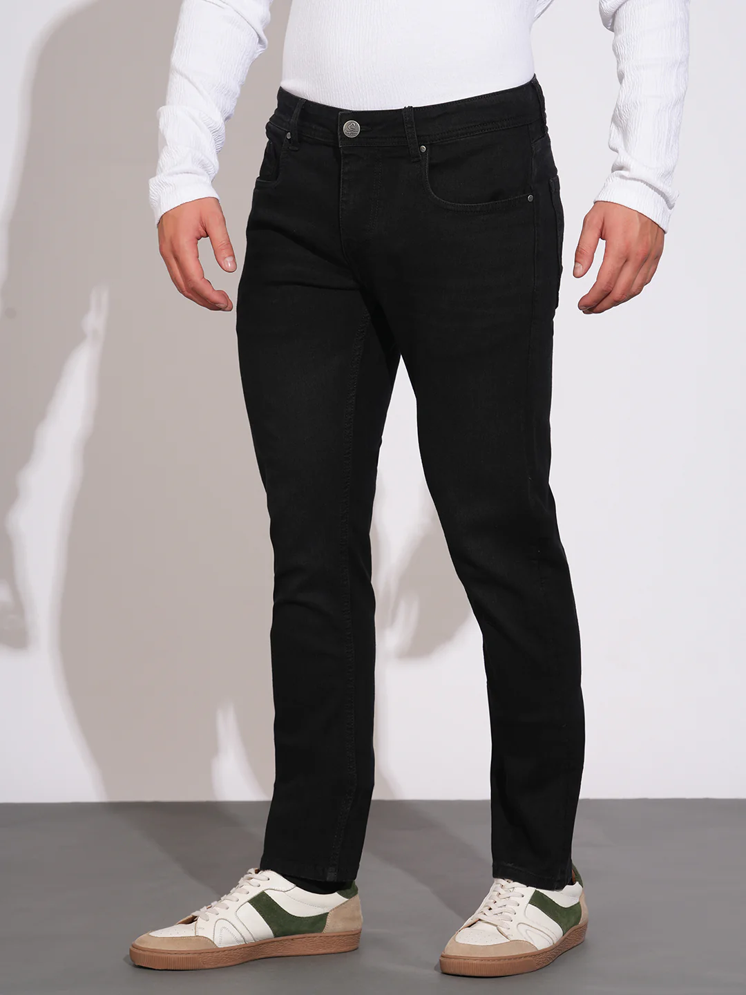 Black Tone Slim Fit Denims for Men by Being Human Clothing - Image 2