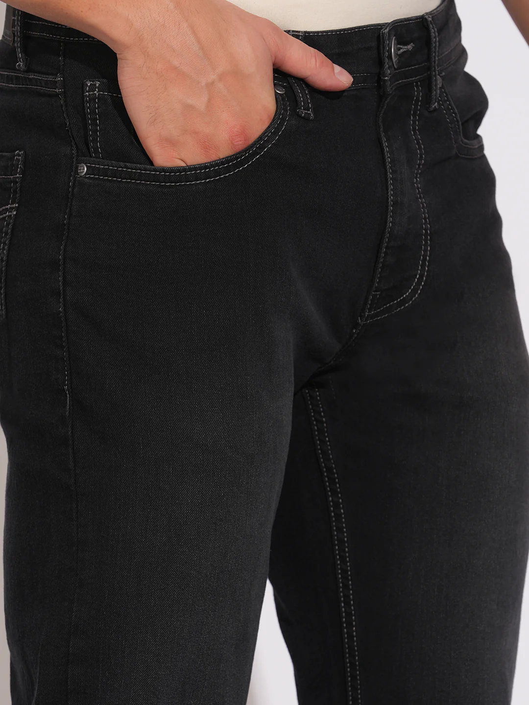 Black Tone Straight Fit Denims for Men by Being Human Clothing - Image 5