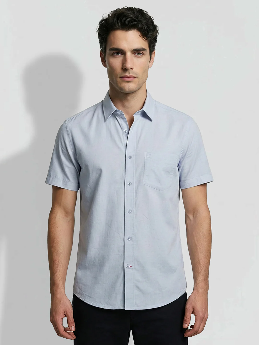Blue Moderno Fit Men's Short Sleeves Casual Shirt by Being Human Clothing