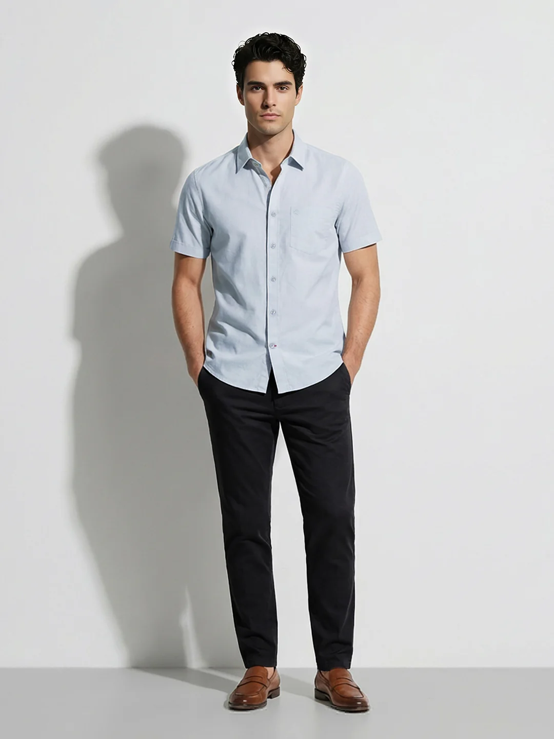 Blue Moderno Fit Men's Short Sleeves Casual Shirt by Being Human Clothing - Image 4