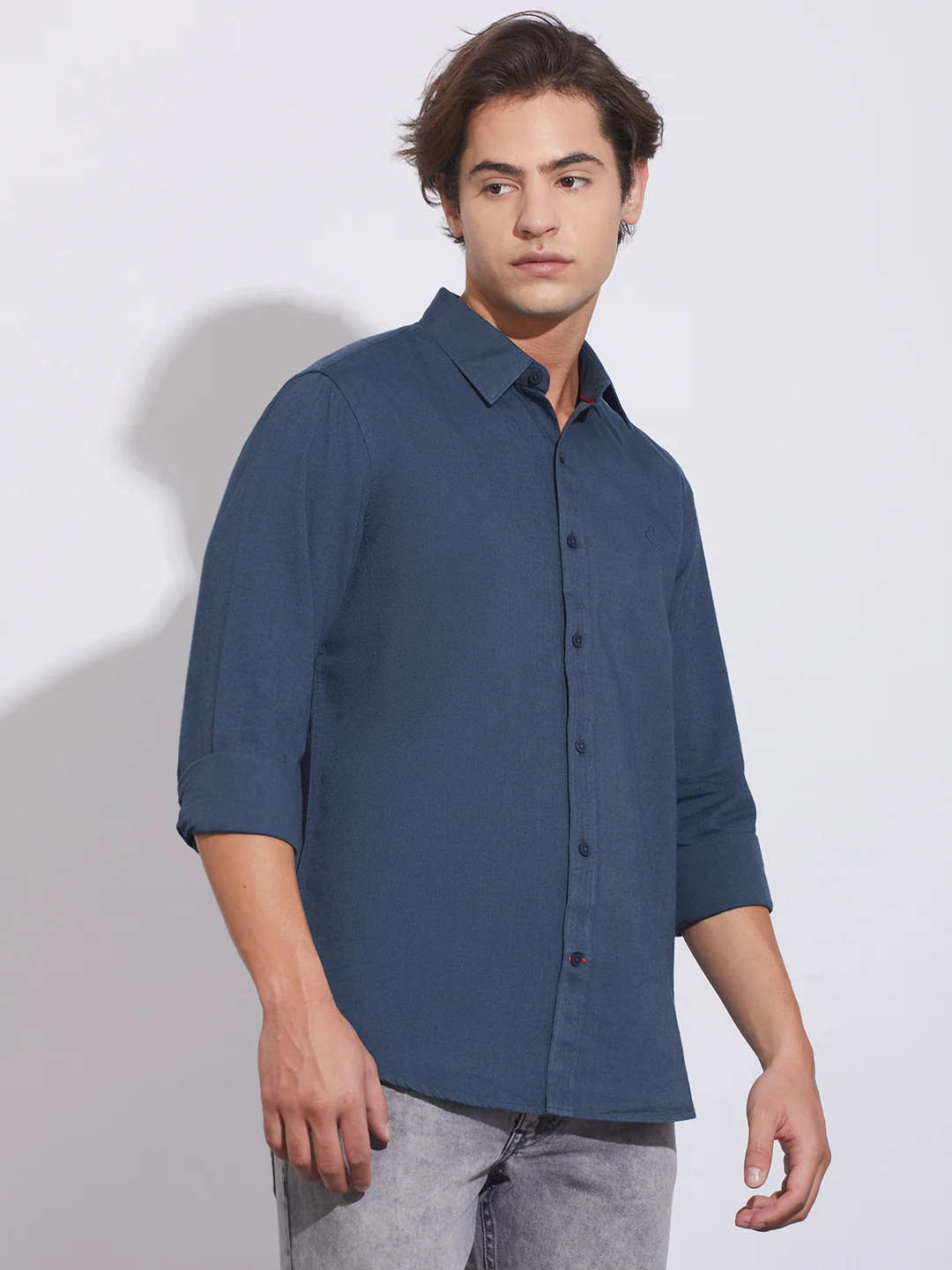 Blue Moderno Fit Regular Collar Men's Shirt by Being Human Clothing - Image 2