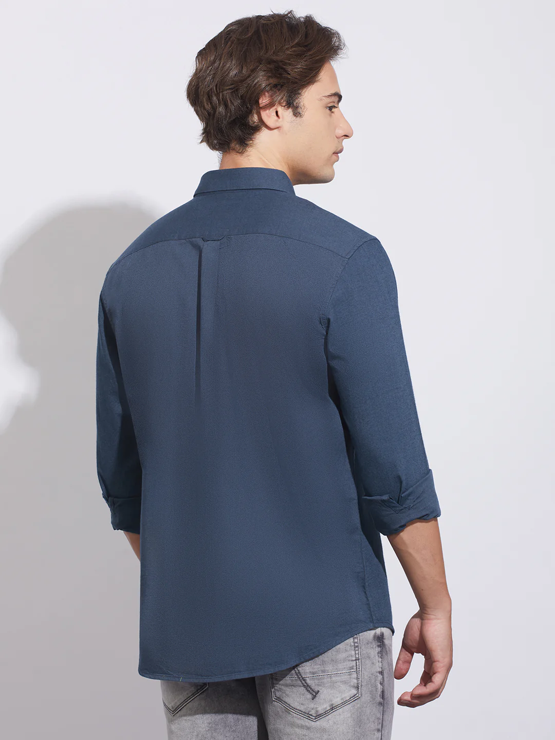Blue Moderno Fit Regular Collar Men's Shirt by Being Human Clothing - Image 3
