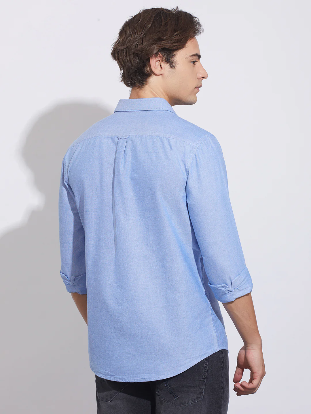 Blue Moderno Fit Regular Collar Men's Shirt by Being Human Clothing - Image 3
